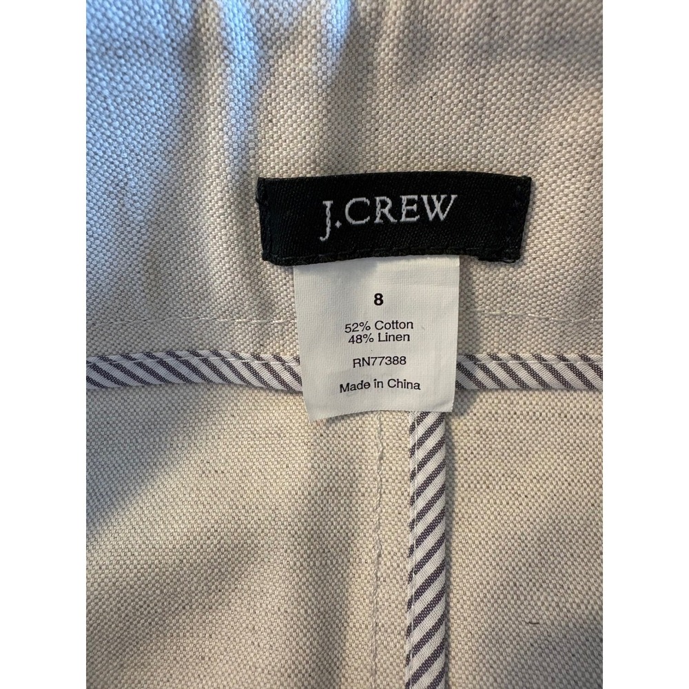 J.Crew Mini Skirt Women 8 Beige Cotton Linen Button Front Cargo Utility Earthy - Picture 2 of 10